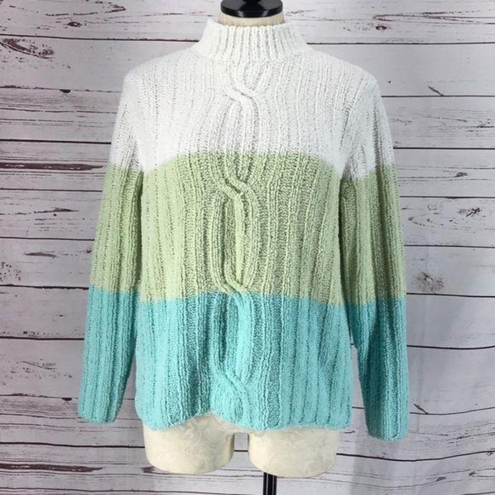 Ambra Knitted Tricolor‎ Knotted Design Crew Sweater - Picture 2 of 7